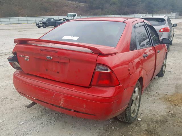 1FAHP34N37W354842 - 2007 FORD FOCUS ZX4 RED photo 4