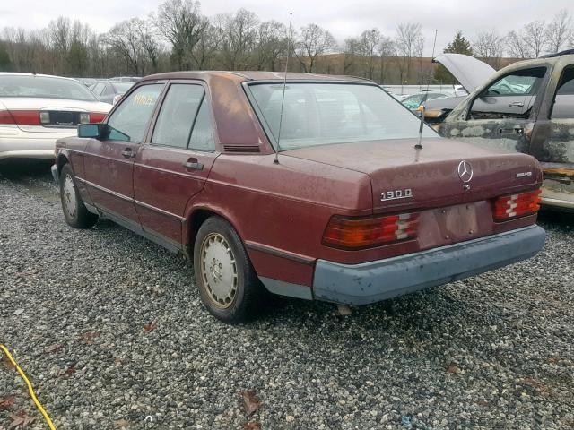 WDBDB22C8FF058117 - 1985 MERCEDES-BENZ 190 D 2.2 BURGUNDY photo 3