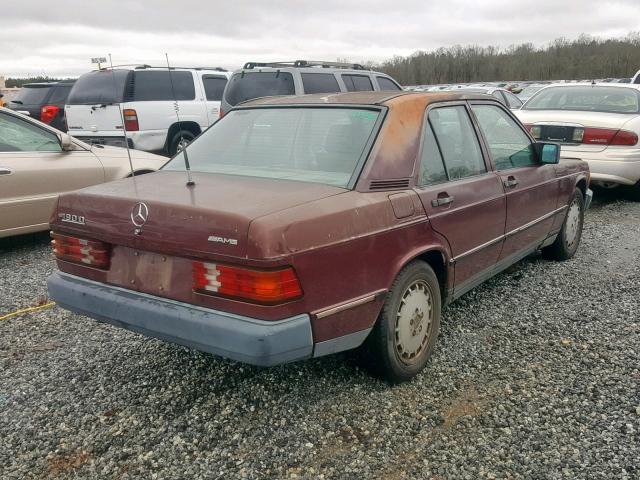 WDBDB22C8FF058117 - 1985 MERCEDES-BENZ 190 D 2.2 BURGUNDY photo 4