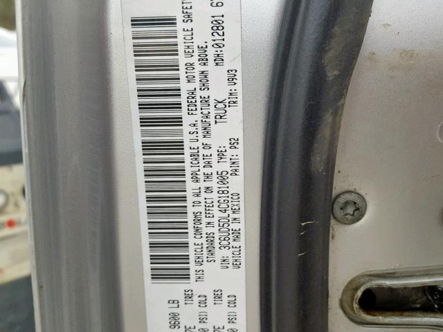 3C6UD5DL4CG181005 - 2012 DODGE RAM 2500 S Արծաթագույն լուսանկար 10