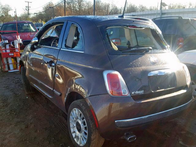 3C3CFFCR2CT187858 - 2012 FIAT 500 LOUNGE BROWN photo 3