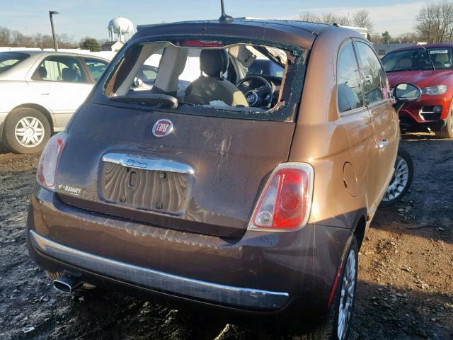 3C3CFFCR2CT187858 - 2012 FIAT 500 LOUNGE BROWN photo 4