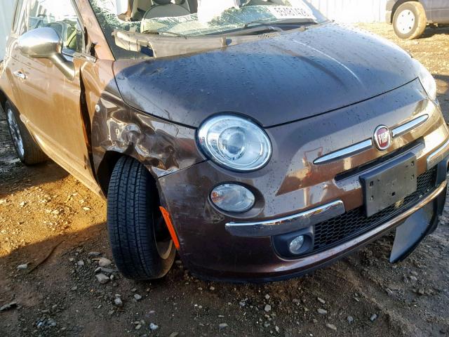 3C3CFFCR2CT187858 - 2012 FIAT 500 LOUNGE BROWN photo 9