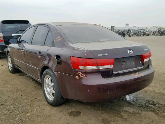 5NPET46C76H155114 - 2006 HYUNDAI SONATA GL BURGUNDY photo 3