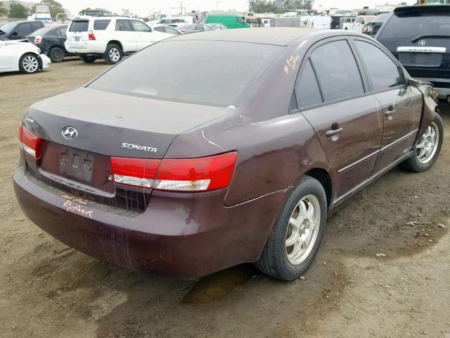 5NPET46C76H155114 - 2006 HYUNDAI SONATA GL BURGUNDY photo 4