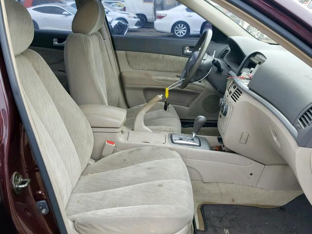 5NPET46C76H155114 - 2006 HYUNDAI SONATA GL BURGUNDY photo 5