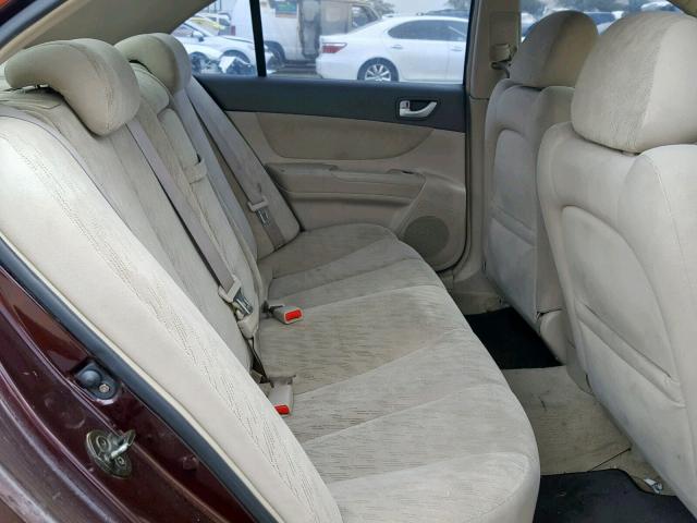 5NPET46C76H155114 - 2006 HYUNDAI SONATA GL BURGUNDY photo 6