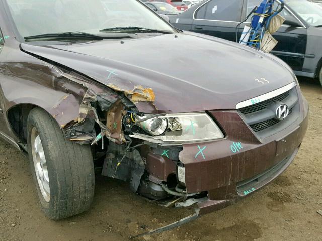 5NPET46C76H155114 - 2006 HYUNDAI SONATA GL BURGUNDY photo 9