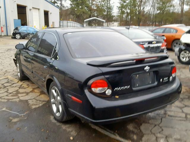 JN1CA31A01T310462 - 2001 NISSAN MAXIMA GXE BLACK photo 3