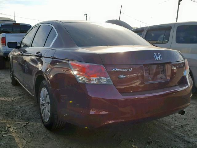 1HGCP26368A134766 - 2008 HONDA ACCORD LX BURGUNDY photo 3