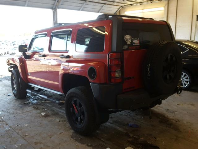 5GTDN13E278243667 - 2007 HUMMER H3 RED photo 3