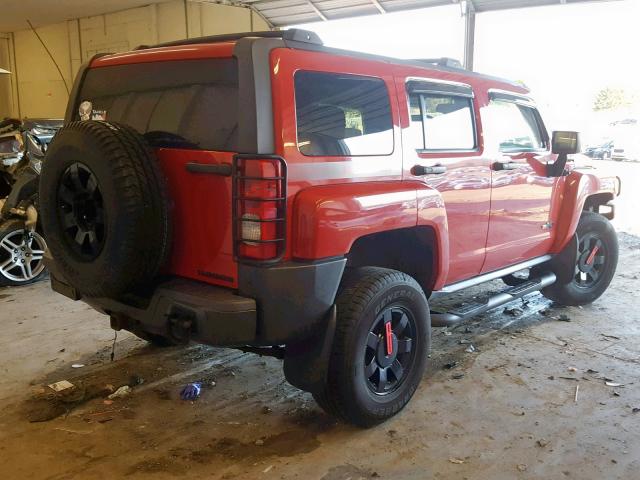 5GTDN13E278243667 - 2007 HUMMER H3 RED photo 4