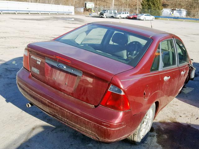 1FAHP34N77W125452 - 2007 FORD FOCUS ZX4 RED photo 4