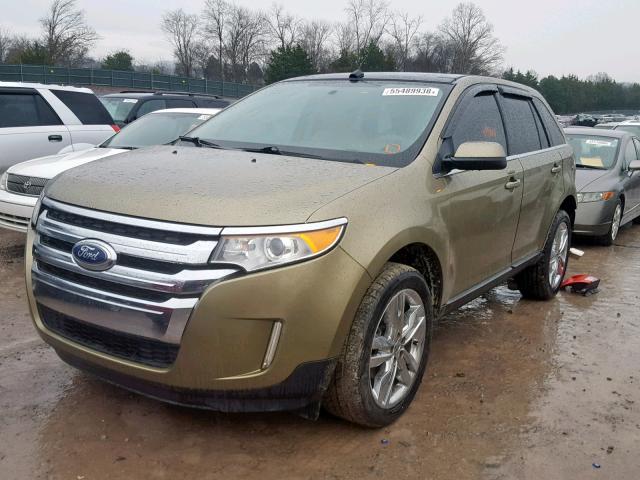 2FMDK3KC1DBA00917 - 2013 FORD EDGE LIMIT GREEN photo 2