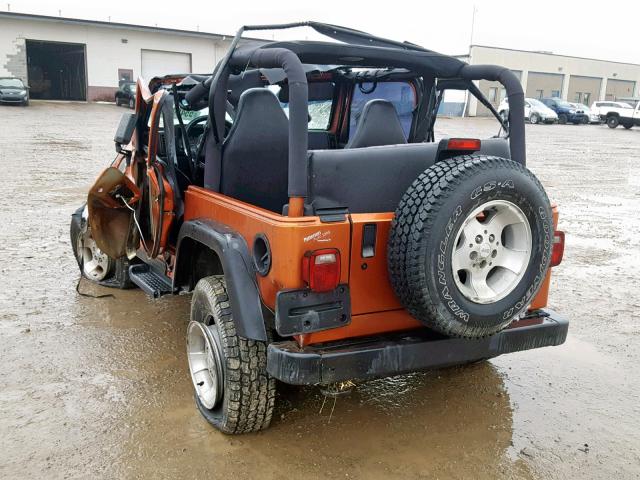 1J4FA49S41P337440 - 2001 JEEP WRANGLER / ORANGE photo 3