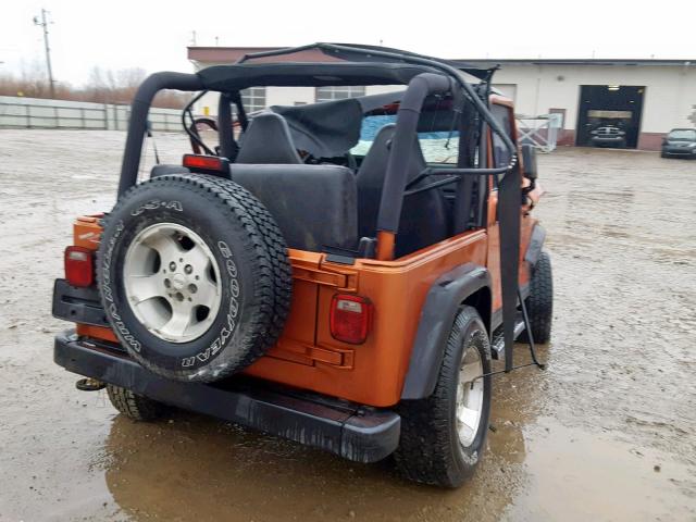 1J4FA49S41P337440 - 2001 JEEP WRANGLER / ORANGE photo 4