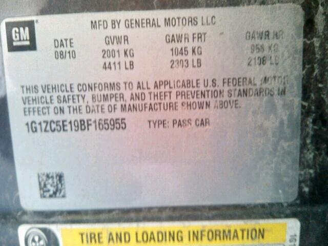 1G1ZC5E19BF165955 - 2011 CHEVROLET MALIBU 1LT BURGUNDY photo 10