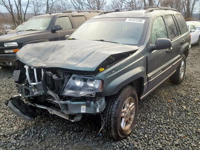 1J4GW48S54C147519 - 2004 JEEP GRAND CHER GREEN photo 2