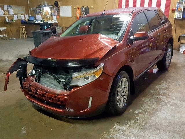 2FMDK4JCXEBB74669 - 2014 FORD EDGE SEL BURGUNDY photo 2