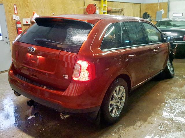 2FMDK4JCXEBB74669 - 2014 FORD EDGE SEL BURGUNDY photo 4