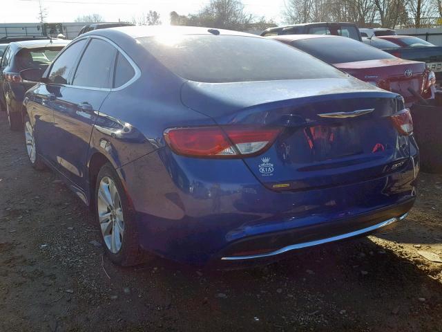 1C3CCCAB2FN590935 - 2015 CHRYSLER 200 LIMITE BLUE photo 3