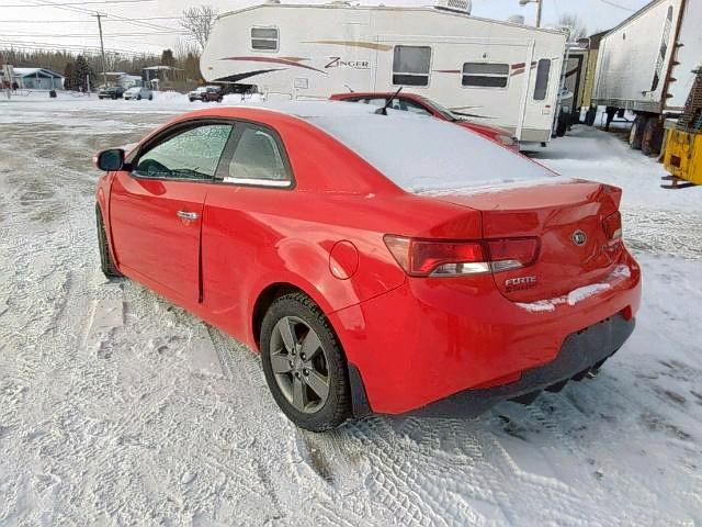 KNAFU6A26A5277223 - 2010 KIA FORTE EX RED photo 3