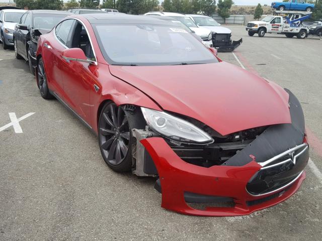 5YJSA1E11FF115441 - 2015 TESLA MODEL S RED photo 1