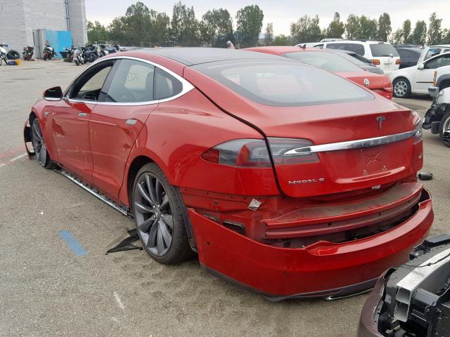 5YJSA1E11FF115441 - 2015 TESLA MODEL S RED photo 3