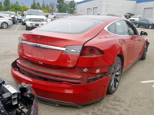 5YJSA1E11FF115441 - 2015 TESLA MODEL S RED photo 4