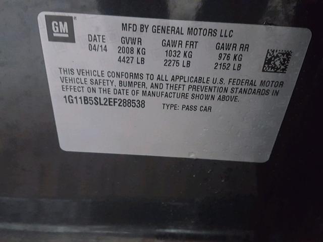 1G11B5SL2EF288538 - 2014 CHEVROLET MALIBU LS CHARCOAL photo 10