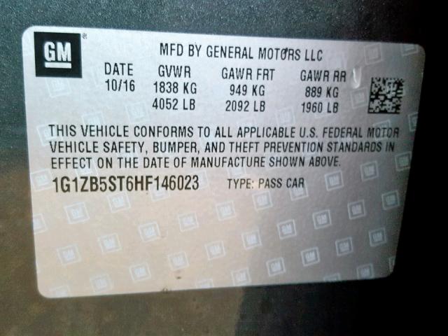 1G1ZB5ST6HF146023 - 2017 CHEVROLET MALIBU LS Boz foto 10