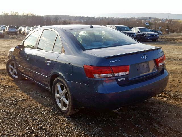 5NPEU46F98H358354 - 2008 HYUNDAI SONATA SE BLUE photo 3