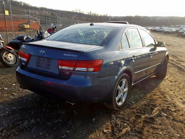 5NPEU46F98H358354 - 2008 HYUNDAI SONATA SE BLUE photo 4