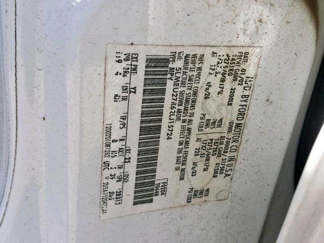 5LMEU27R62LJ15724 - 2002 LINCOLN NAVIGATOR Ақ фото 10