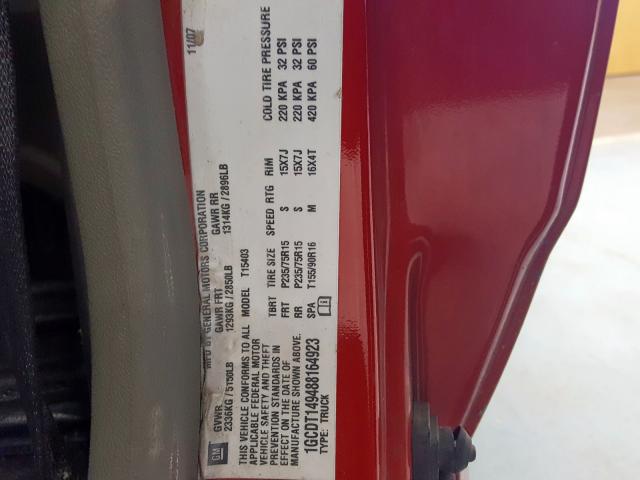 1GCDT149488164923 - 2008 CHEVROLET COLORADO RED photo 10