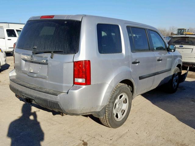 5FNYF3H21BB043615 - 2011 HONDA PILOT LX SILVER photo 4