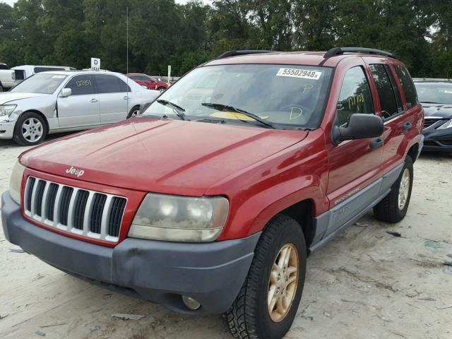 1J4GX48N24C333624 - 2004 JEEP GRAND CHER RED photo 2