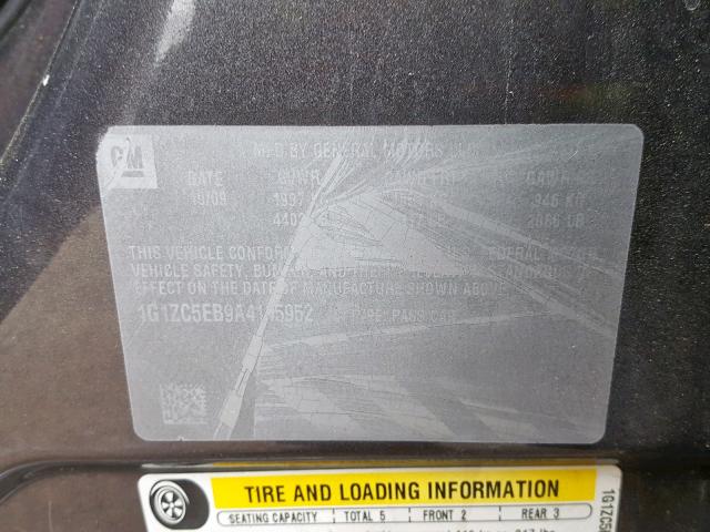 1G1ZC5EB9A4145952 - 2010 CHEVROLET MALIBU 1LT GRAY photo 10