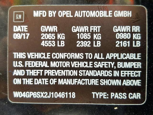 W04GP6SX2J1046118 - 2018 BUICK REGAL ESSE BLACK photo 10