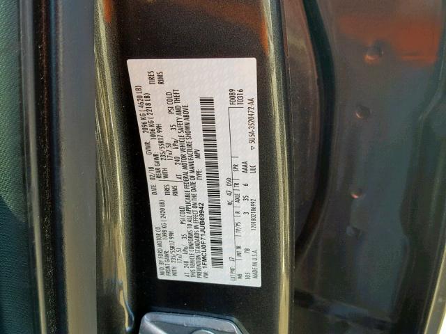 1FMCU0F71JUB69942 - 2018 FORD ESCAPE S GRAY photo 10