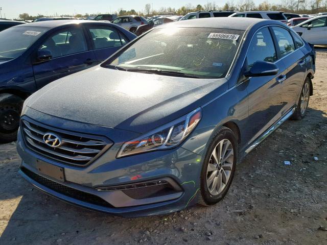 5NPE34AF6FH065471 - 2015 HYUNDAI SONATA SPO TURQUOISE photo 2