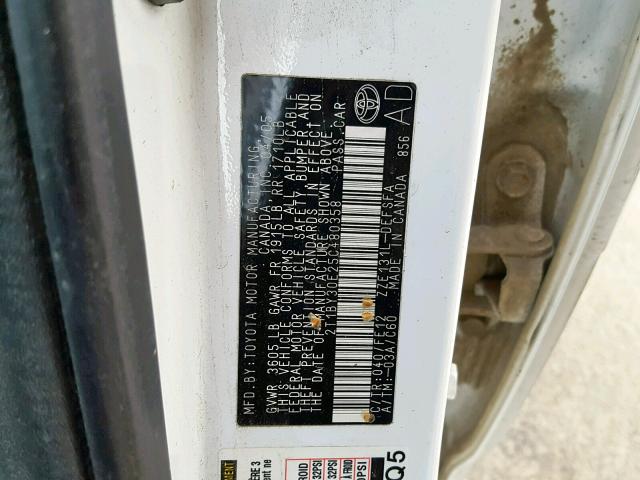 2T1BY30E25C480358 - 2005 TOYOTA COROLLA XR 白色 照片 10