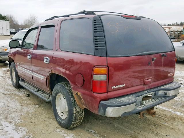 1GKEK13T93J280970 - 2003 GMC YUKON MAROON photo 3