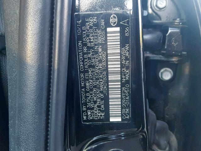 JTDKDTB34E1083682 - 2014 TOYOTA PRIUS C BLACK photo 10