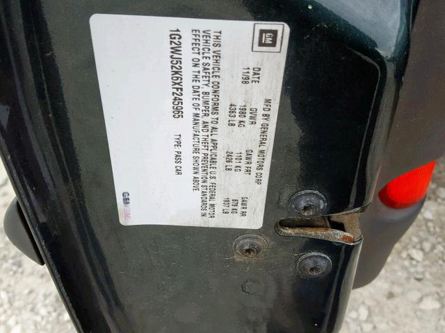 1G2WJ52K6XF245965 - 1999 PONTIAC GRAND PRIX GREEN photo 10