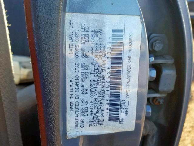 4A3AJ46G6SE138836 - 1995 MITSUBISHI GALANT S BLUE photo 10