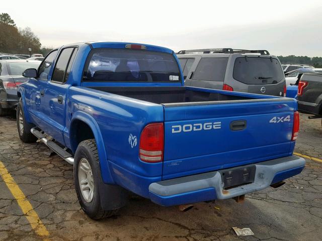 1B7HG2AN21S283253 - 2001 DODGE DAKOTA QUA BLUE photo 3