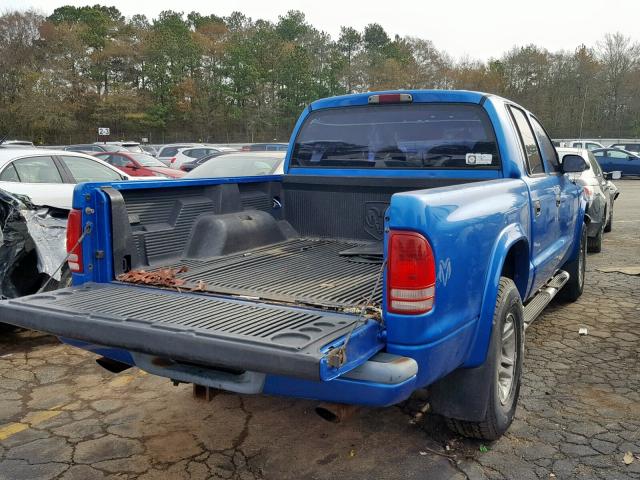 1B7HG2AN21S283253 - 2001 DODGE DAKOTA QUA BLUE photo 4