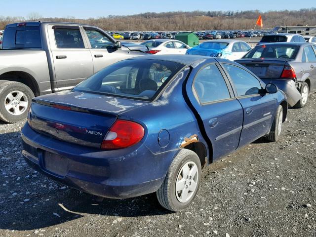 1B3ES46C5YD675583 - 2000 DODGE NEON BASE BLUE photo 4