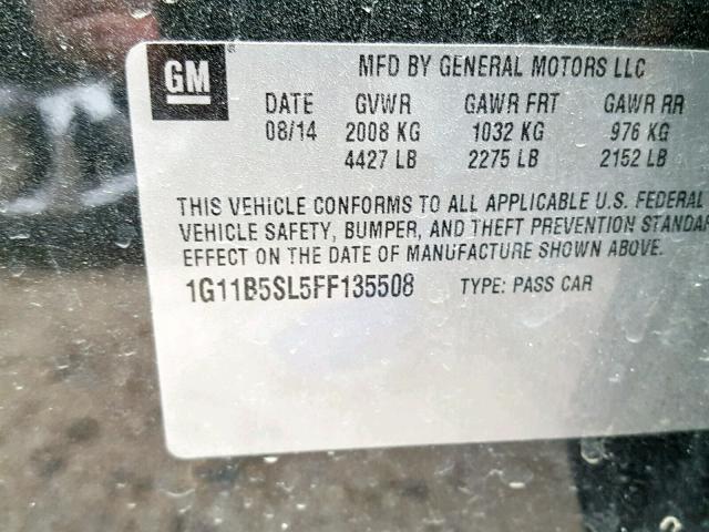 1G11B5SL5FF135508 - 2015 CHEVROLET MALIBU LS 石墨色 照片 10